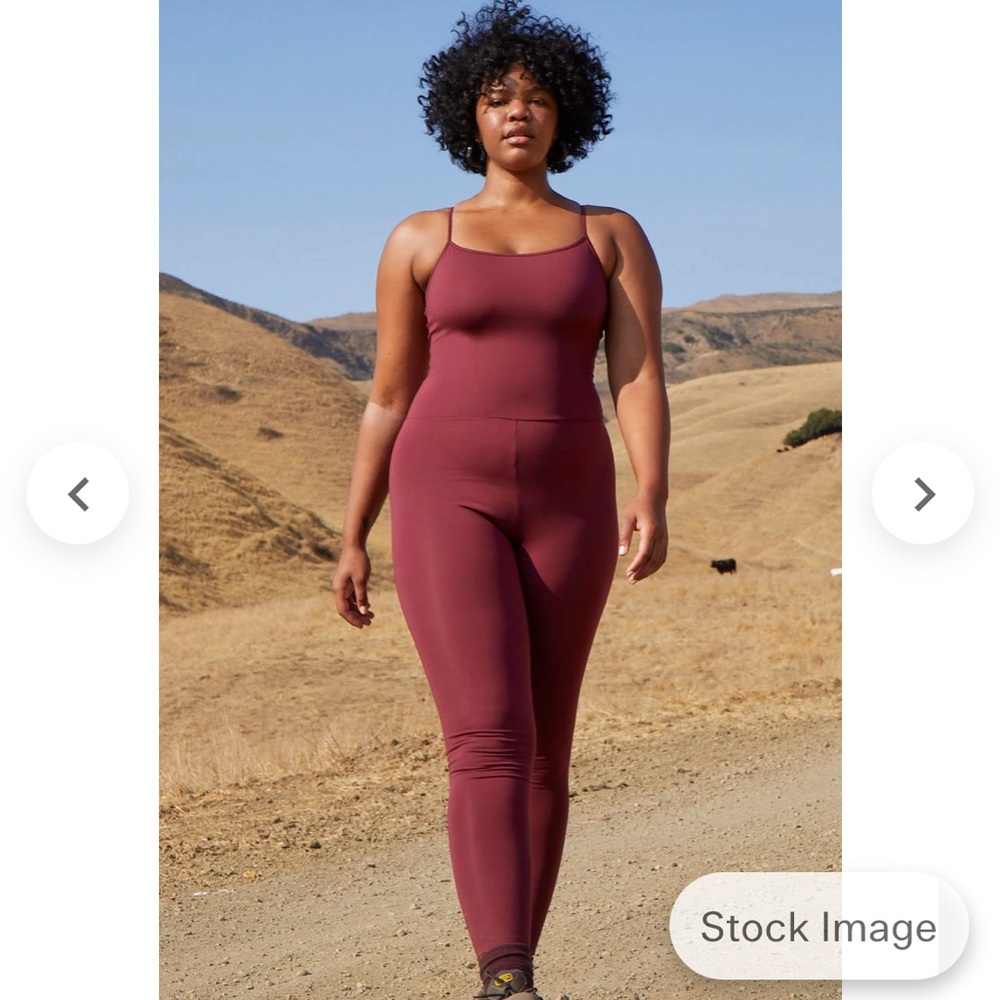 Girlfriend Collective cami unitard in mulberry